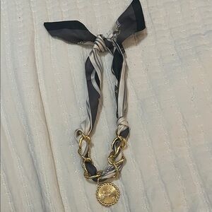 A Classy Chic Boutique Gold and Black Scarf Necklace